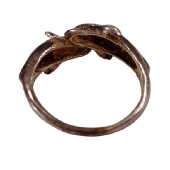 Vintage Sterling‎ Silver Hallmarked .925 Ladies Dolphins Ring Size 10 - Picture 5 of 6